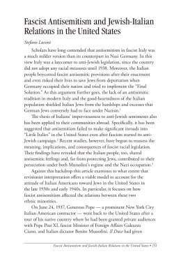 Fascist Antisemitism and Jewish-Italian Relations in the United States