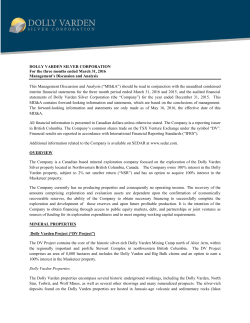 2016 Q1 MDA - Dolly Varden Silver Corp.