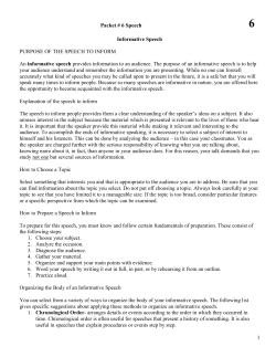 Packet # 6 Speech 6 Informative Speech