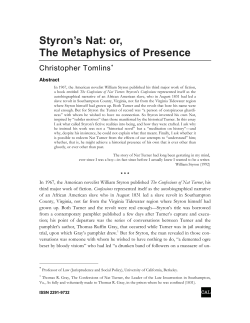 Styron`s Nat: or, The Metaphysics of Presence