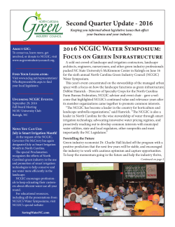 2016 NCGIC Water Symposium - Turfgrass Council of North Carolina