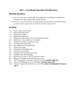 Unit 1 &ndash; Coordinate Geometry (Parallel Lines) Essential Questions