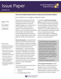 The Use of Evidence-Based Policy for State and Local Decision