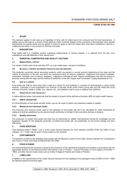 standard for food grade salt - Food and Agriculture Organization of