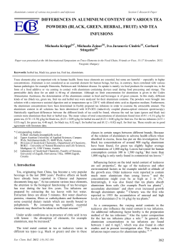 DIFFERENCES IN ALUMINIUM CONTENT OF VARIOUS TEA