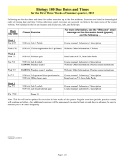 Biology 180 Due Dates and Times