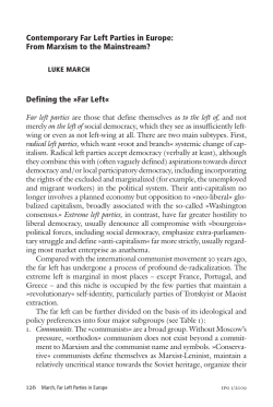 Defining the &raquo;Far Left&laquo; Contemporary Far Left Parties in Europe