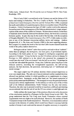 Conflict Quarterly Cable, Larry. Unholy Grail: The US and the wars in