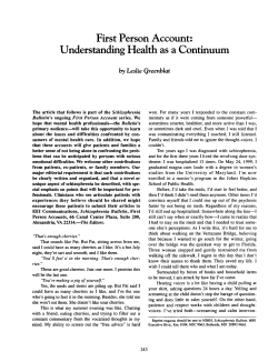 First Person Account: Understanding Health as a Continuum