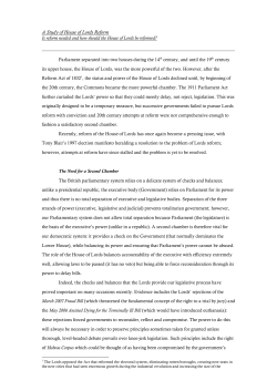 A Study of House of Lords Reform