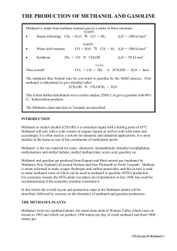 The Production of Methanol and Gasoline
