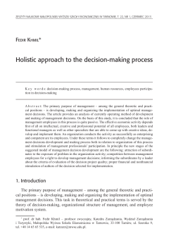 Holistic approach to the decision-making process