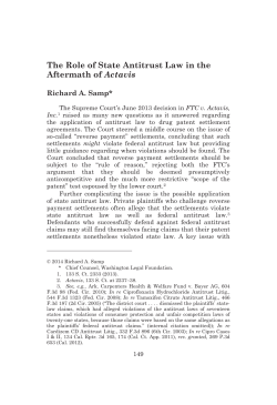 The Role of State Antitrust Law in the Aftermath of Actavis