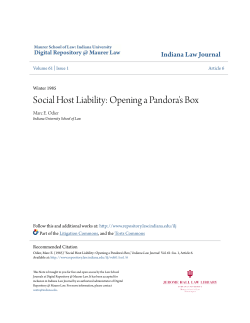 Social Host Liability: Opening a Pandora`s Box