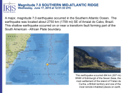 Magnitude 7.0 SOUTHERN MID-ATLANTIC RIDGE