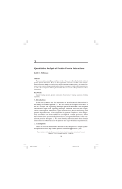 Quantitative Analysis of Protein&ndash;Protein Interactions