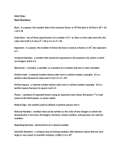 Unit One- Real Numbers