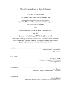 Order Computations in Generic Groups Andrew V. Sutherland