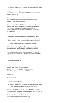 The Project Gutenberg Etext of A History Of Greek Art, by FB Tarbell