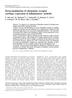 Down-modulation of chemokine receptor cartilage expression in
