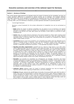 Executive summary and overview of the national report for Germany