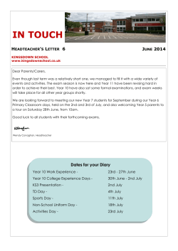 June 2014 - Kingsdown School