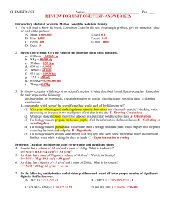 REVIEW FOR UNIT ONE TEST