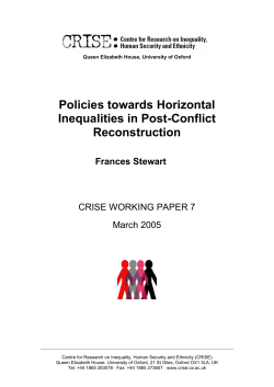 Policies towards Horizontal Inequalities in Post