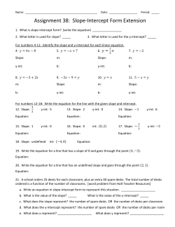 Assignment 38: Slope-Intercept Form Extension