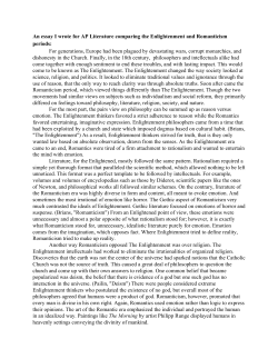 An essay I wrote for AP Literature comparing the Enlightenment and
