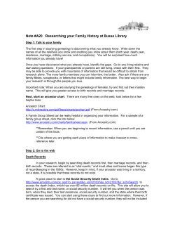 Genealogy -- Finding your Family History