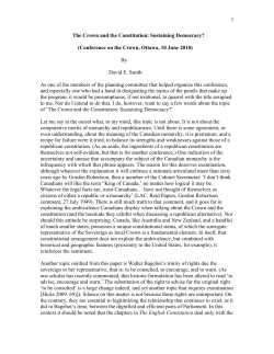The Crown and the Constitution: Sustaining Democracy?