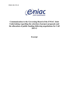 Communication to the Governing Board of the ENIAC Joint