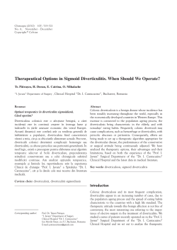 Therapeutical Options in Sigmoid Diverticulitis. When Should We