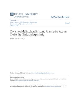 Diversity, Mulitculturalism, and Affirmative Action