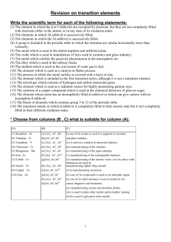 Revision on transition elements