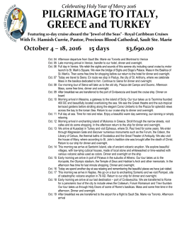 PILGRIMAGE TO ITALY, GREECE and TURKEY