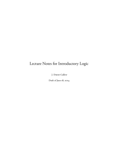 Lecture Notes for Introductory Logic
