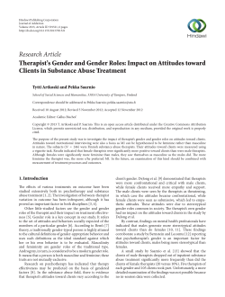 Research Article Therapist`s Gender and Gender Roles: Impact on