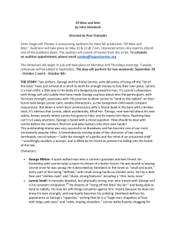 Of Mice and Men auditions - Hopkinton Center for the Arts