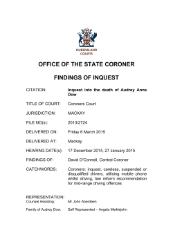 Coronial findings - Audrey Anne Dow