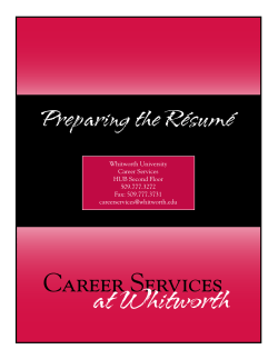 Preparing the Résumé - Whitworth University