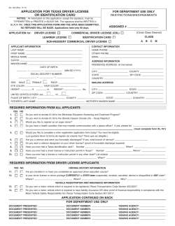 application for texas driver license or