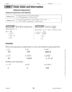 6-6 Study Guide and Intervention Rational Exponents