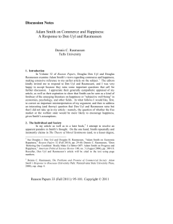 Adam Smith on Commerce and Happiness