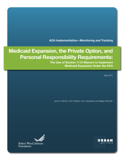 Medicaid Expansion, The Private Option and Personal