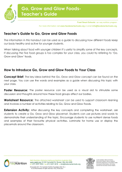 Go, Grow and Glow Foods- Teacher`s Guide