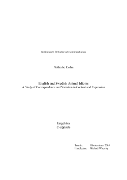 Nathalie Colin English and Swedish Animal Idioms Engelska C