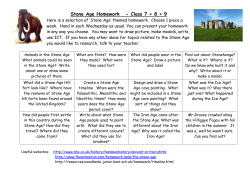 Stone Age Homework - Class 7 + 8 + 9