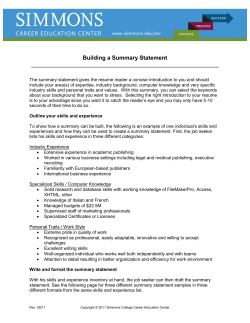 Building a Summary Statement